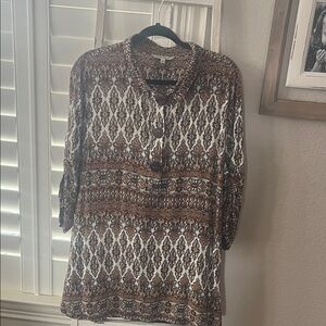 John Mark Bohemian Brown and Cream Tunic